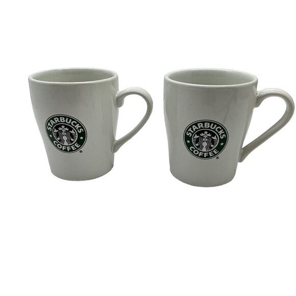 Set 2 Starbucks Coffee Tea Cups Mug White 8 Oz Classic Siren Mermaid Logo 2007 - Picture 4 of 13